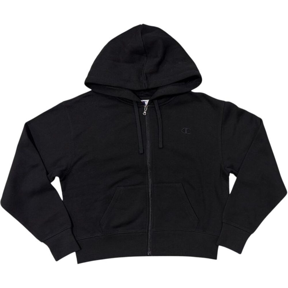 Champion Women's Relaxed Fit Drop Shoulder Fleece Full-Zip Jacket (Black, L)